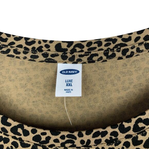 New Old Navy Luxe T-shirt Brown Leopard Print Short Sleeve Women's XXL 2XL - Picture 3 of 6